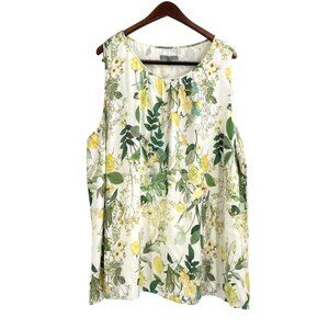 Classiques Entier Floral Silk Sleeveless Tunic Blouse Womens Plus Size 22W
